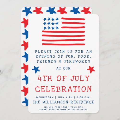 American Flag  Fun Style 4th of July Party Invitation