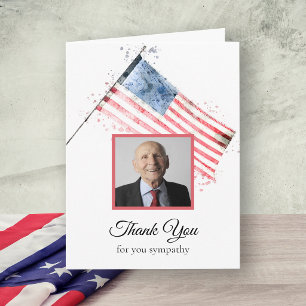 American Flag Funeral Memorial Sympathy Thank You Card