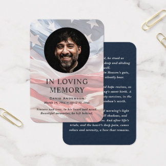 American Flag Funeral Photo Prayer Cards