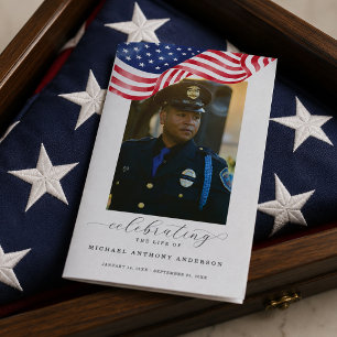 American Flag Funeral Program Template for Service Flyer