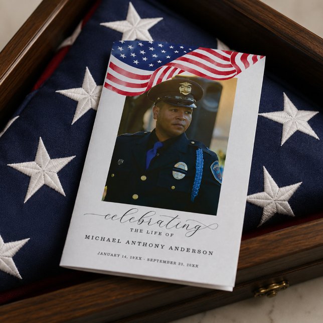 American Flag Funeral Program Template for Service Flyer (Creator Uploaded)