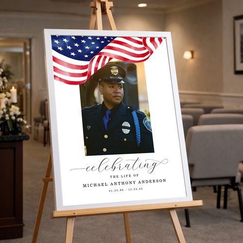 American Flag Funeral Welcome Sign Poster 