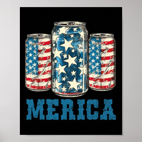 American Flag Funny 4th Of July Merica Usa Drinkin Poster