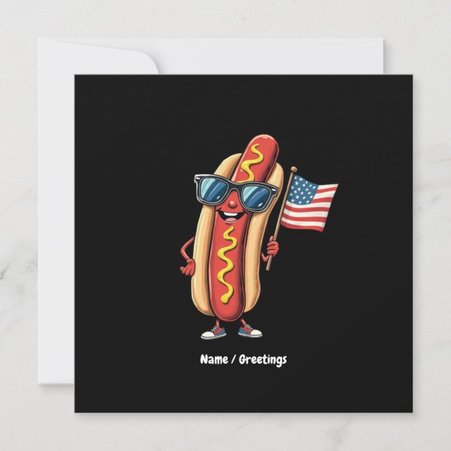 American Flag Funny Hotdog Sunglasses 4th of July  Invitation (Front)