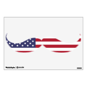 American Flag Funny Mustache Wall Art Decal