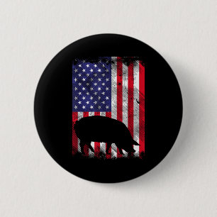 American Flag G Vintage Farm Animal Patriotic Farm Button