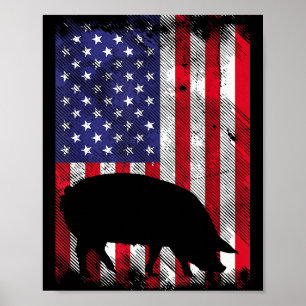 American Flag G Vintage Farm Animal Patriotic Farm Poster