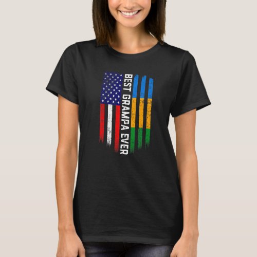 American Flag  Gabon Flag Best Grampa Ever Family T_Shirt