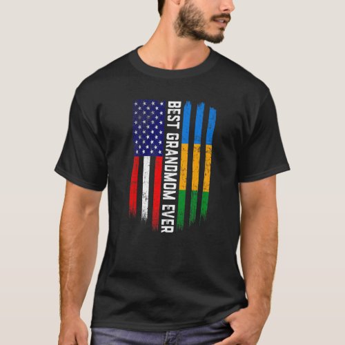 American Flag  Gabon Flag Best Grandmom Ever Fami T_Shirt