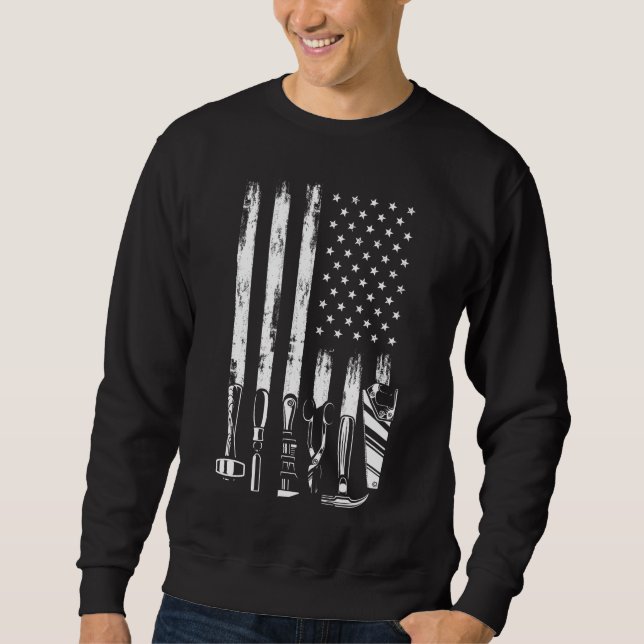 American Flag Garage Tools Proud Carpenter USA Sweatshirt (Front)