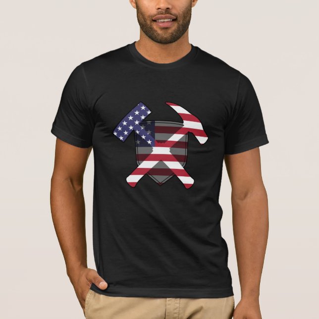 American Flag Geology Rock Hammer Logo T-Shirt (Front)