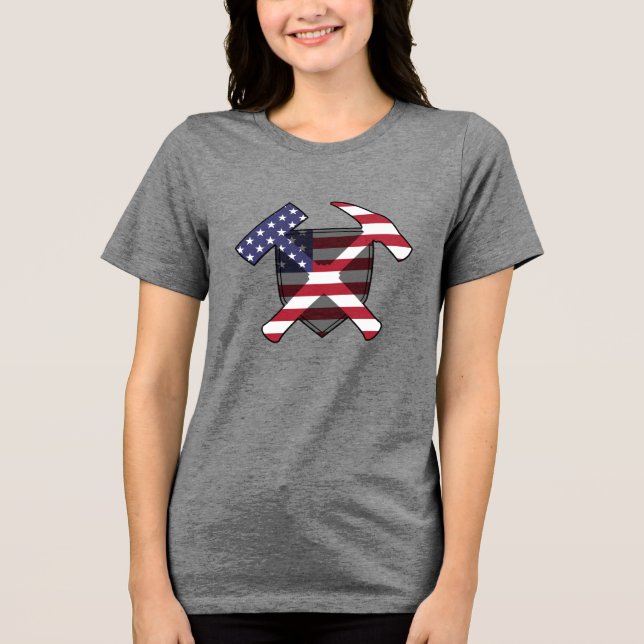 American Flag Geology Rock Hammer Logo Tri-Blend Shirt (Front)