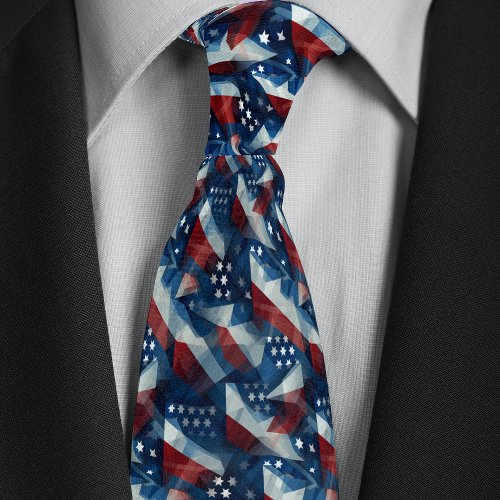 American Flag Geometric Abstract Neck Tie