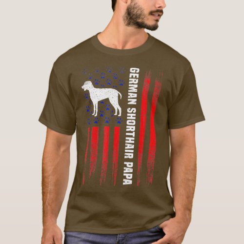 American Flag German Shorthair Pointer Papa Gift D T_Shirt