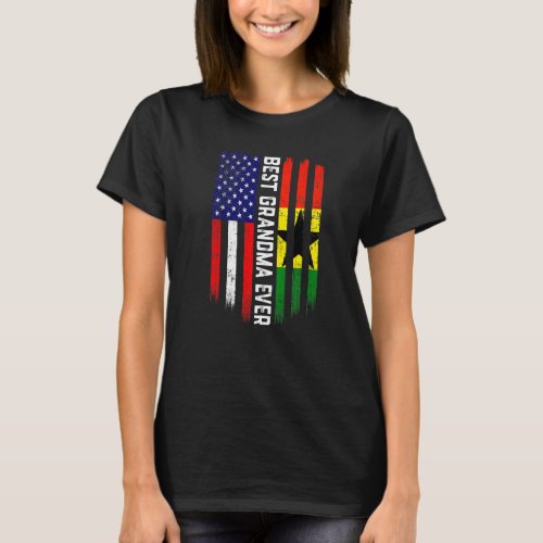 American Flag  Ghana Flag Best Grandma Ever Famil T_Shirt