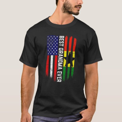 American Flag  Ghana Flag Best Grandma Ever Famil T_Shirt