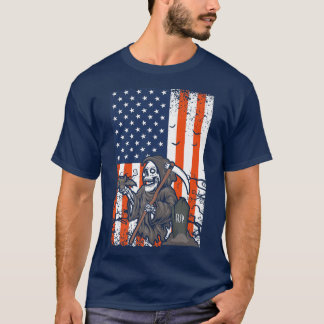 American Flag Ghost Halloween Spooky Costume Men W T-Shirt