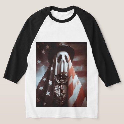 American Flag Ghost Patriotic Halloween Spiri T_Shirt