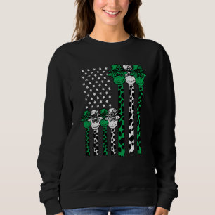 American Flag Giraffe St Patricks Day Animal Shamr Sweatshirt