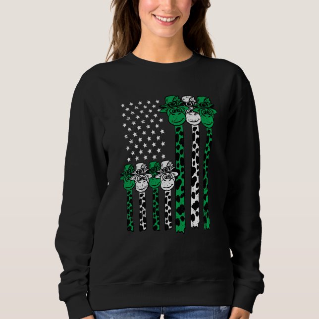 American Flag Giraffe St Patricks Day Animal Shamr Sweatshirt (Front)