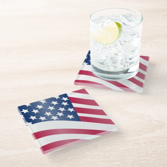 AMERICAN FLAG GLASS COASTER (Angled)