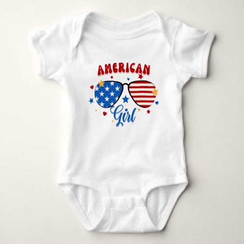 American Flag Glasses for Independence 4th of July Baby Bodysuit