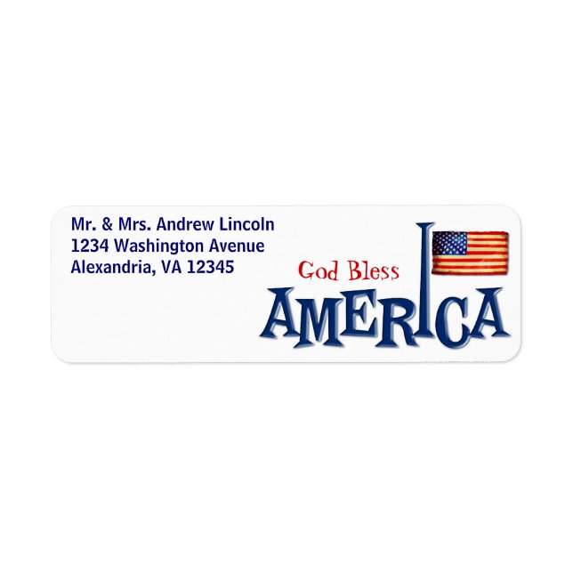 American Flag God Bless America Address Labels (Front)