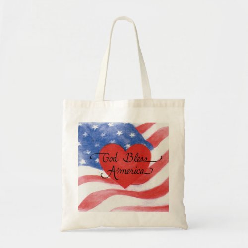 American Flag God Bless America Cotton Tote Bag
