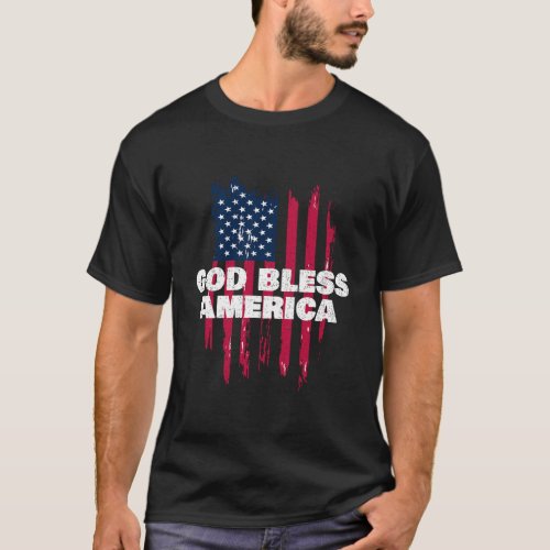 American Flag God Bless America Patriotic T_Shirt