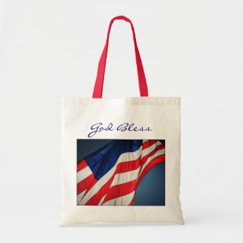 American Flag God Bless Canvas Tote Bag by ForEverProud at Zazzle