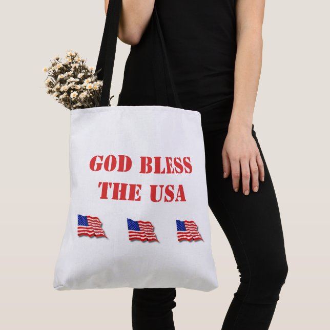 American Flag God Bless The USA  Tote Bag (Close Up)
