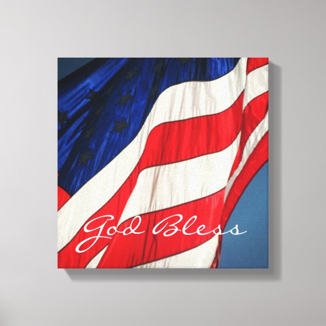 American Flag- God Bless Wrapped Canvas Print (Front)