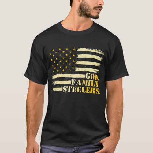 American Flag God Family Steelers Military Veteran T_Shirt