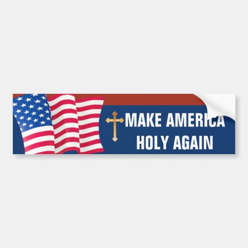 American Flag Gold Cross Bumper Sticker