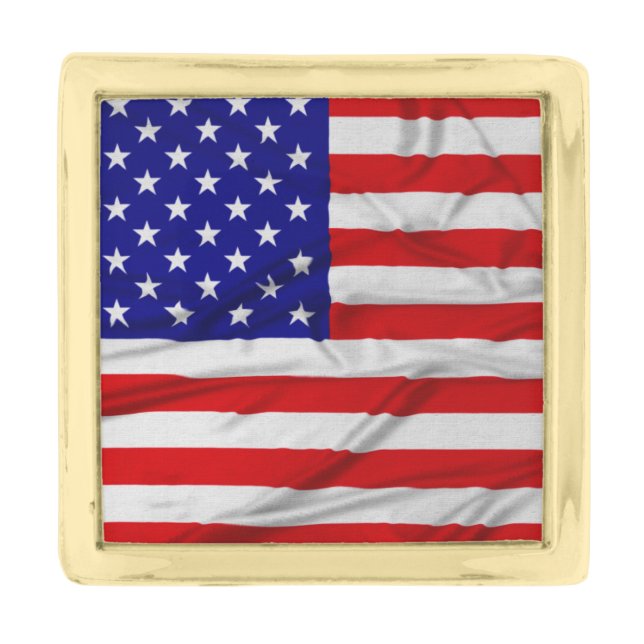 American Flag Gold Finish Lapel Pin (Front)