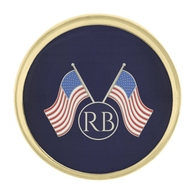 American Flag Gold Finish Lapel Pin (Front)