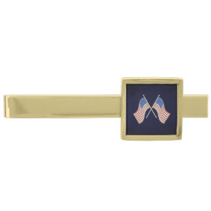 American Flag Gold Finish Tie Bar