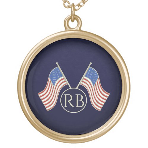 American Flag Gold Plated Necklace