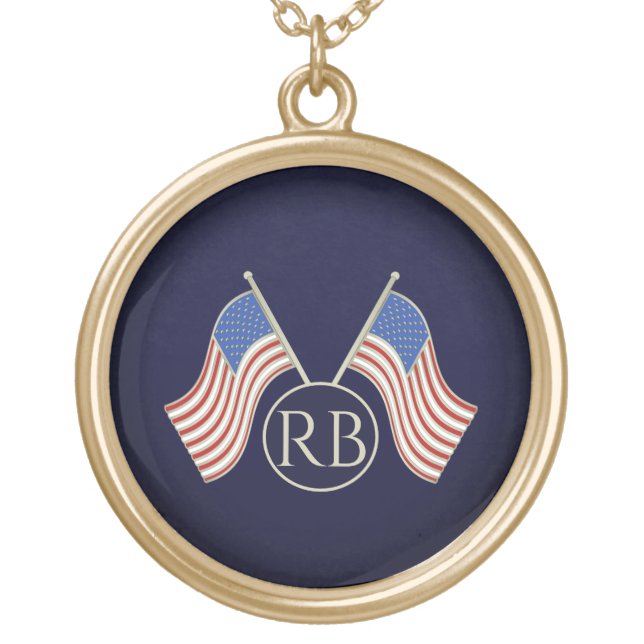 American Flag Gold Plated Necklace (Front)