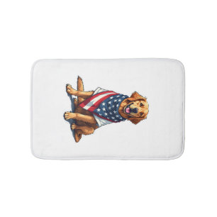 American Flag Golden Retriever Engraved Dog Lover  Bath Mat