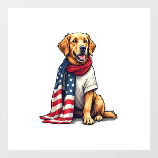 American Flag Golden Retriever Engraved Dog Lover  Floor Decals