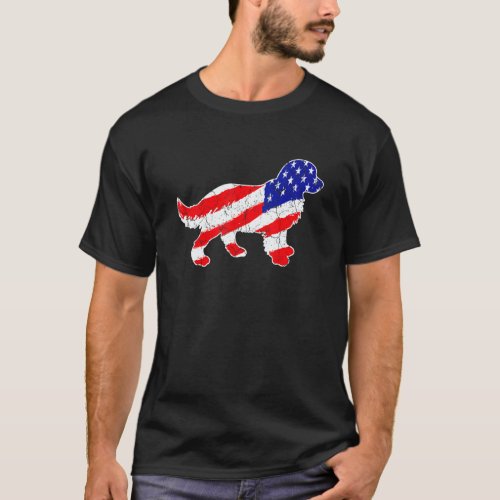 American Flag Golden Retriever Patriotic Dog Dad D T-Shirt