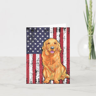 American Flag Golden Retriever Patriotic Dog T Shi Card