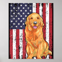 American Flag Golden Retriever Patriotic Dog T Shi