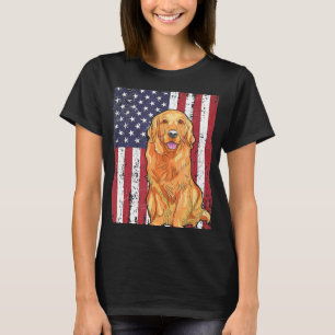 American Flag Golden Retriever Patriotic Dog T Shi T-Shirt