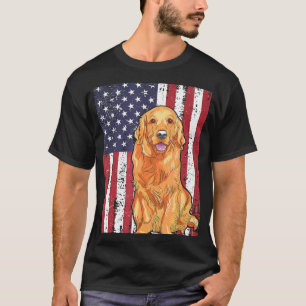 American Flag Golden Retriever Patriotic Dog T Shi T-Shirt