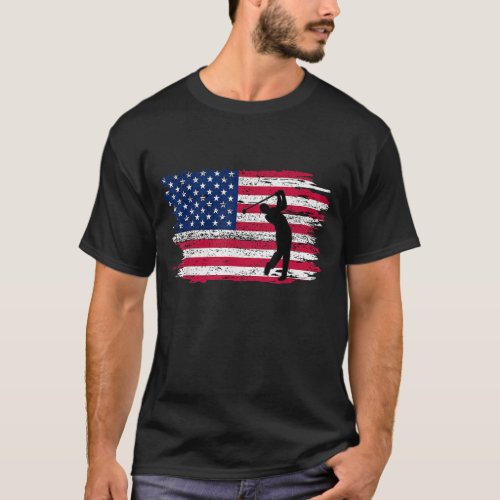 American Flag Golf 4th July Patriotic Golfer T_Shirt