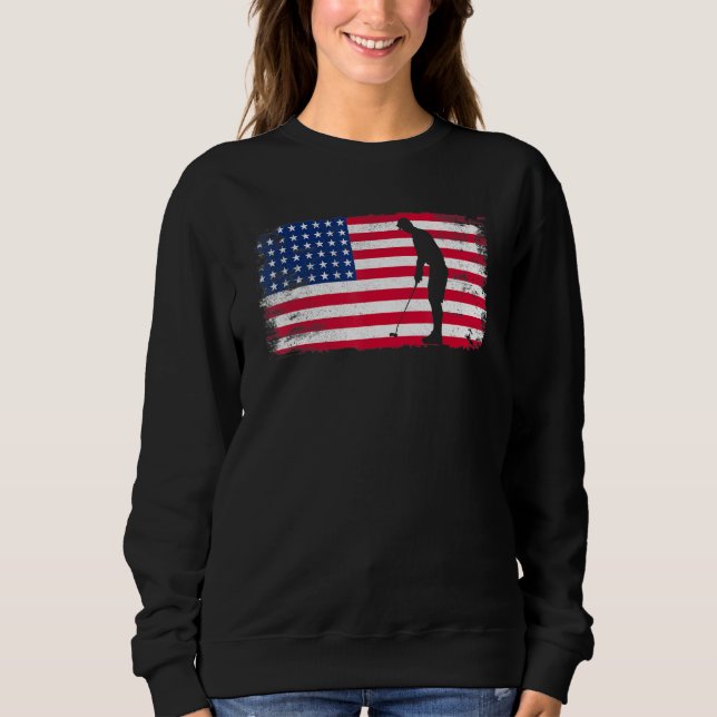 American Flag Golf 4th Of July Patriotic Golfer Me Sweatshirt (Front)