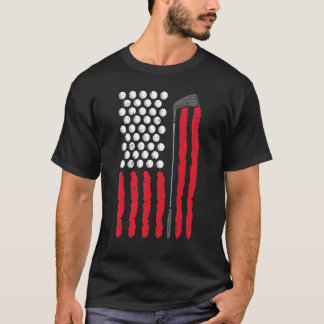American Flag Golf Balls And Club Vintage Golfing  T-Shirt