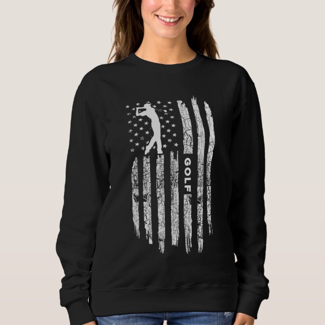 American Flag Golf Clothing - Golfer Vintage Golf Sweatshirt (Front)